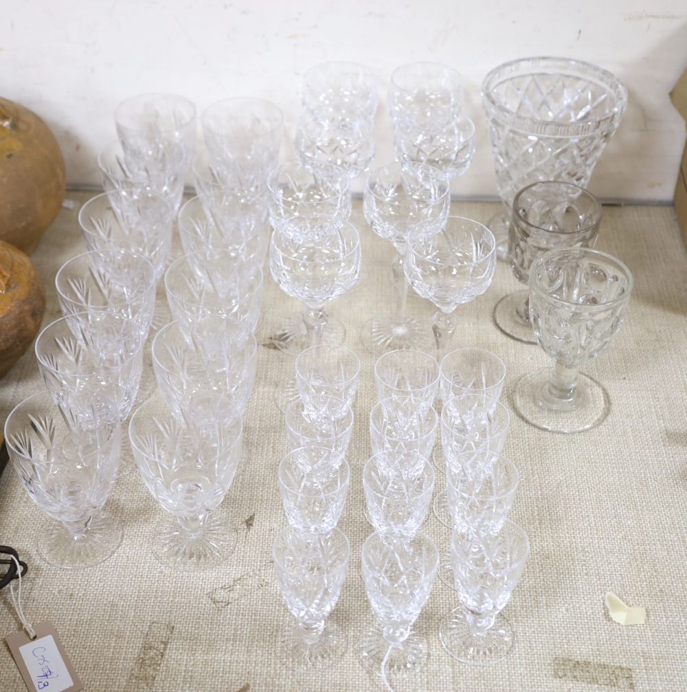 A Stuart Ivanhoe pattern part suite of drinking glasses and sundry other glassware